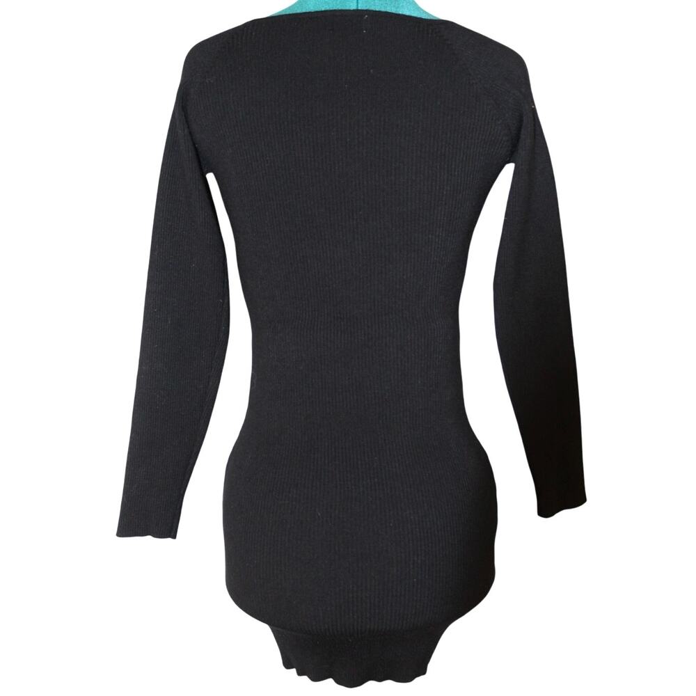 Le Lis Black Ribbed Knit Long Sleeve Ruched Mini Dress (Size S) Fall Winter - Picture 3 of 7